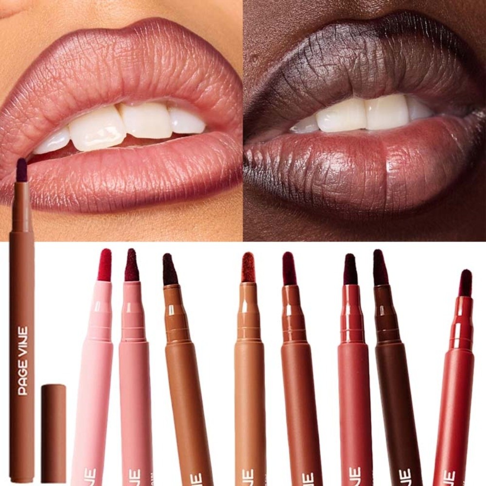 Matte Velvet Lip Tint Long Lasting - Matita per Labbra Marrone Vellutata, Finitura