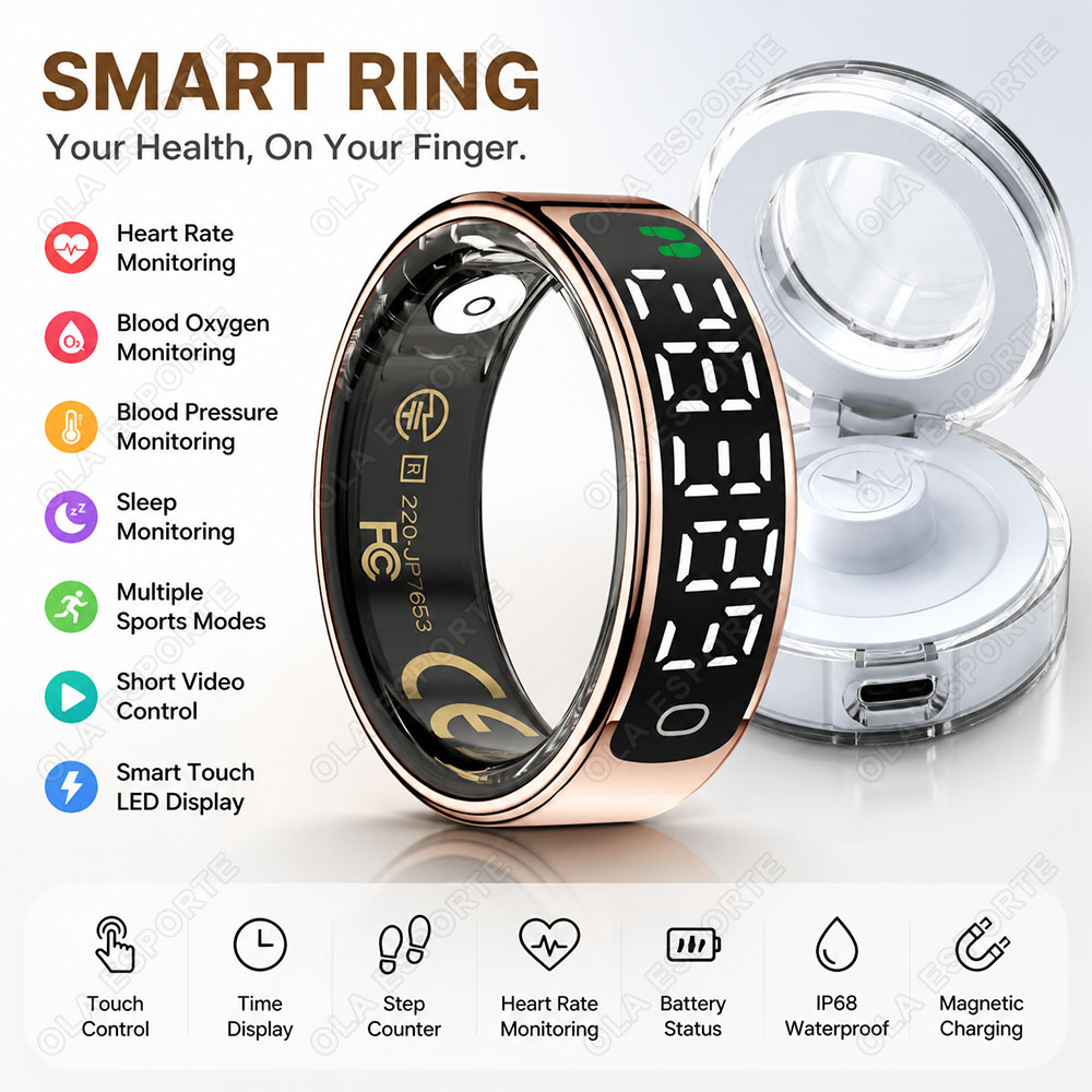 Health Monitors - Anello Intelligente con Custodia di Ricarica,
